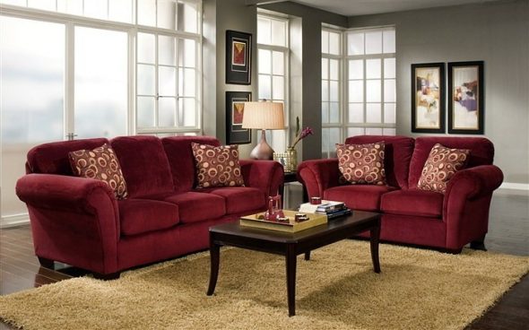 upholsteri sofa burgundy