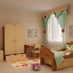 Camera per bambini interna con un letto scorrevole