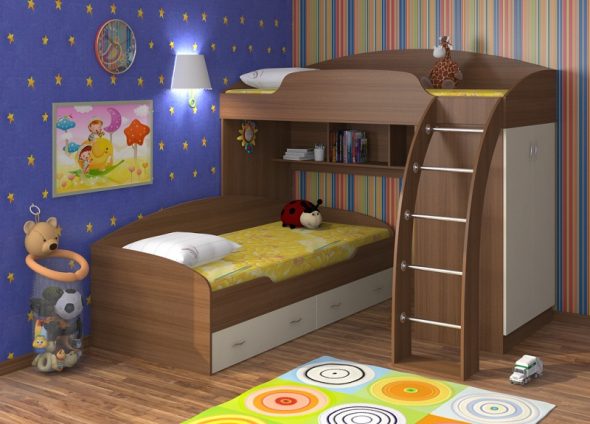 מיטה בלופט בחדר הילדים