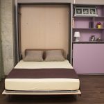 Függőleges összecsukható ágy lila árnyalatokban
