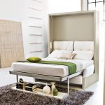 elegant sovrum med inbyggd säng