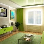 zelený interiér obývací pokoj pohovka
