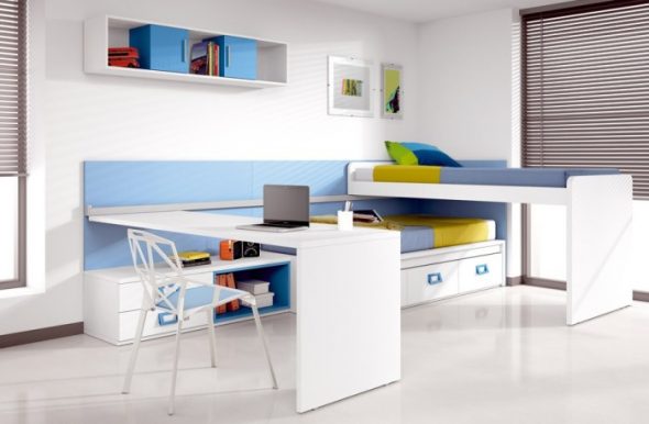 Dětská moderní transformační postel se stolem