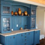 beige en blauwe keuken