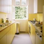 interior design di una cucina lunga e stretta
