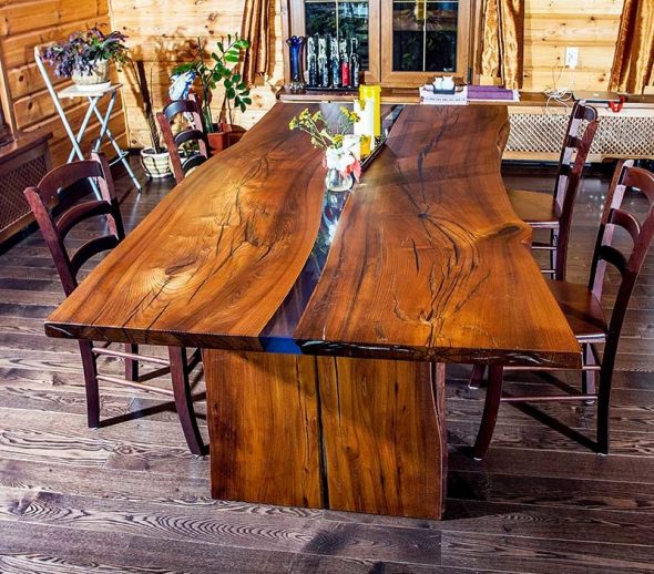 meja kayu semula jadi