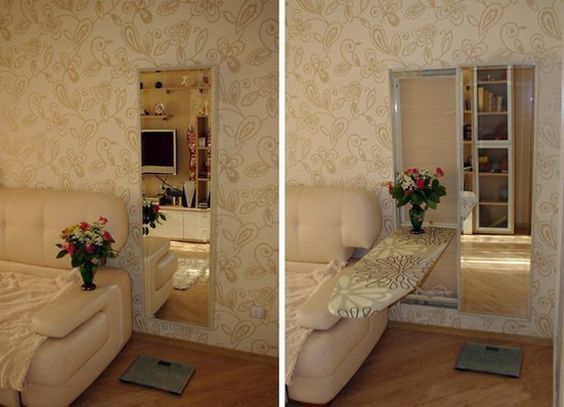 ingebouwde spiegel opvouwbare strijkplank