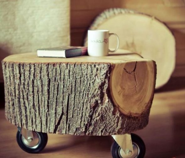 meja kopi dari log potong