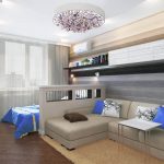obývací pokoj design s semišovou pohovkou
