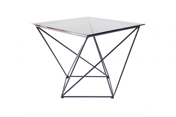 Kovový a skleněný konferenční stolek