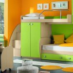 dětská podkrovní postel zelená