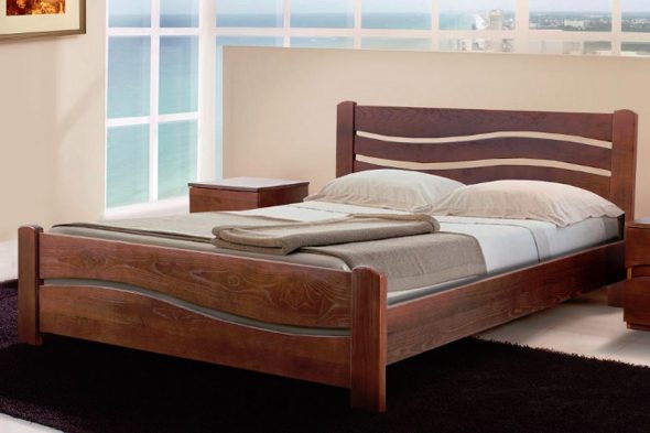 massief houten bed