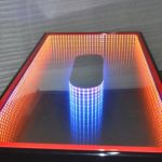 meja kopi dengan cahaya 3D