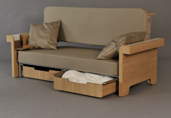 Sofa lakukan sendiri dari kayu dan kain