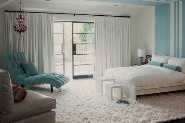 slaapkamer ontwerp wit blauw
