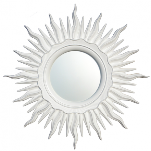 De spiegel in het frame in de vorm van de zon