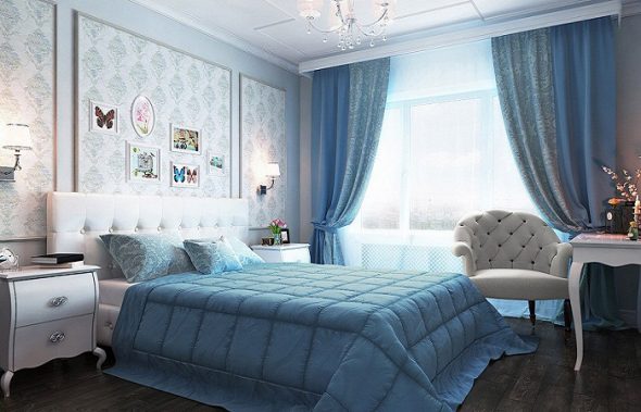camera da letto bianco-blu
