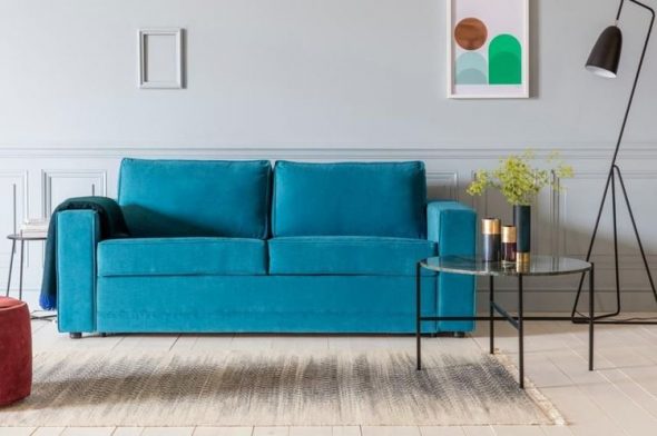 minimalisme sofa turquoise