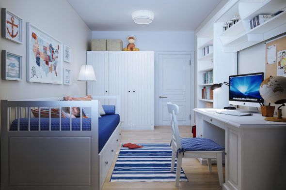 Ikea postel v dětském pokoji