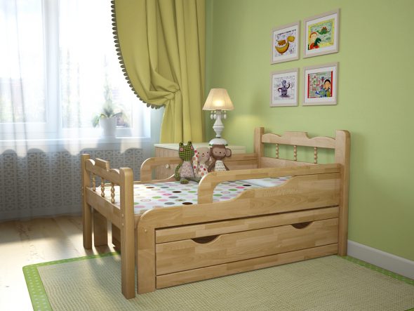 katil kanak-kanak diperbuat daripada kayu