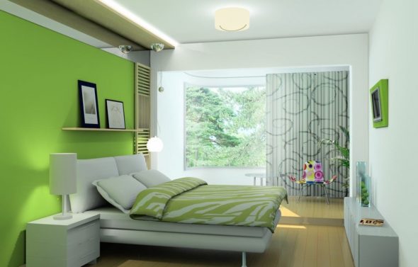 camera da letto bianco-verde