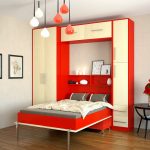 سرير قابل للطي باللون الأحمر
