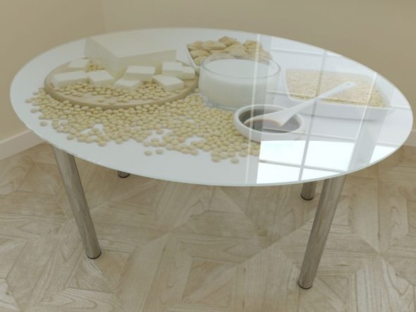 tavolo da cucina con foto di vetro