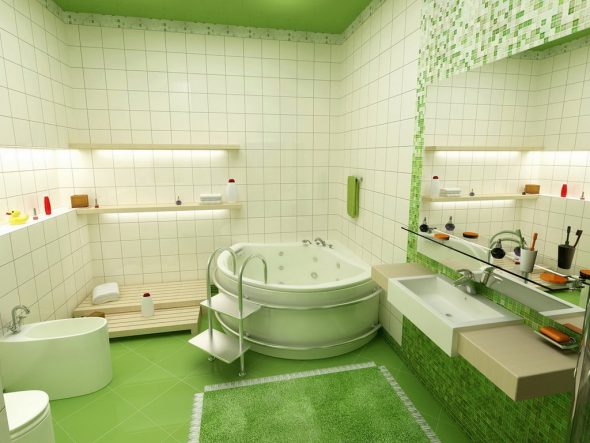 cermin bilik mandi hijau