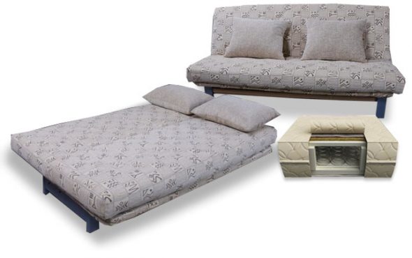 Canapé-lit avec matelas orthopédique au lieu d'oreillers
