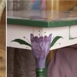 Konyhai asztal decoupage - virágmotívumok