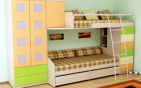 Emeletes ágyak gyerekeknek a szobában