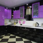 lila svarta köksskåp