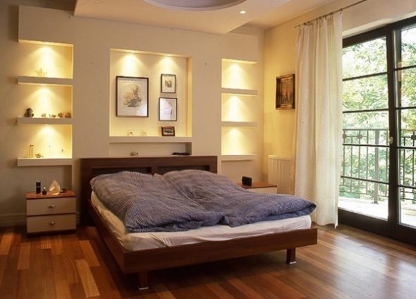 design della camera da letto con nicchia