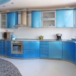 kabinet dapur lembut biru