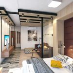 Interieur ontwerp van een kamer appartement 39 m² M. m