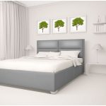 Design av sängen i sovrummet