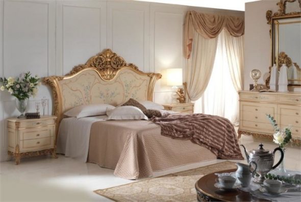 Interni da camera da letto in stile classico