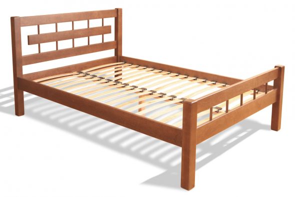 De structuur van het bed met een houten basis