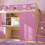 dětská postel loft růžová