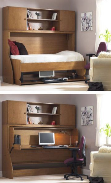 Tempat tidur berubah menjadi sebuah meja