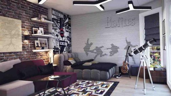 Szokatlan dekoráció és design szoba egy tizenéves fiú számára