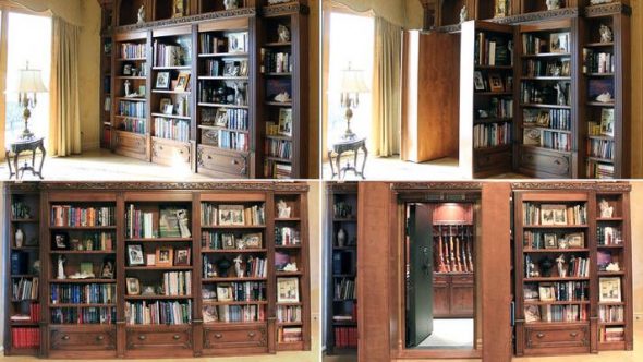 Pintu rahsia dari perpustakaan ke gudang senjata