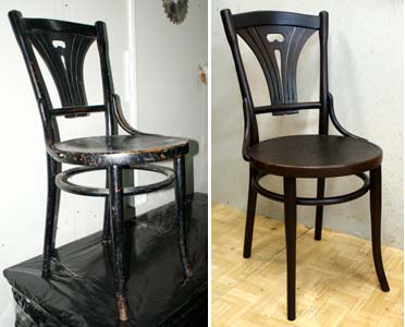 Ett exempel på restaureringen av Wien-stolen