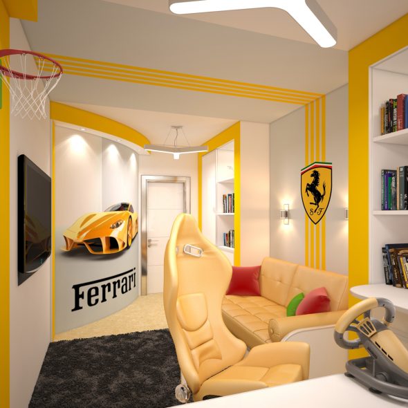 Elegantní místnost pro chlapce Ferrari