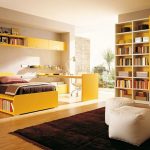 Licht zonnige kamer met boekenkasten