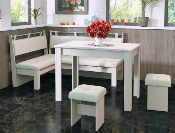Witte keuken gestoffeerde meubels