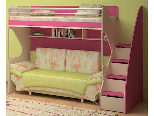 Perabot yang cantik dan selesa di dalam bilik untuk kanak-kanak perempuan