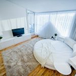 Katil sofa bulat dalam gaya skandinavia