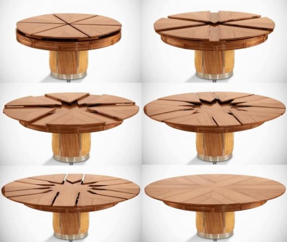 Pyöreä laajennettava pöytä