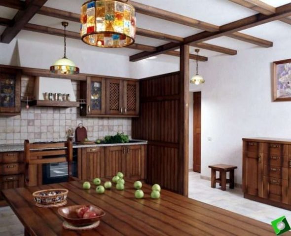 Keuken gemaakt van hout met uw eigen handen